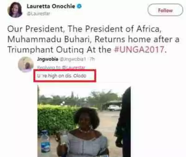 Nigerians On Twitter Shade Lauretta Onochie For Calling PMB " President Of Africa "